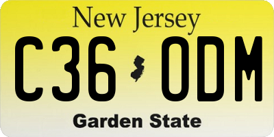 NJ license plate C36ODM