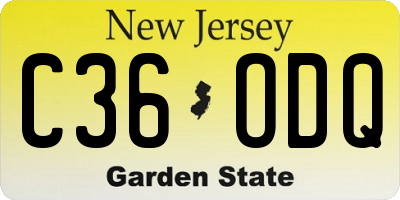 NJ license plate C36ODQ