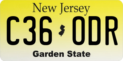 NJ license plate C36ODR