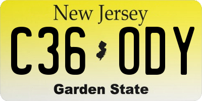 NJ license plate C36ODY