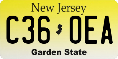 NJ license plate C36OEA