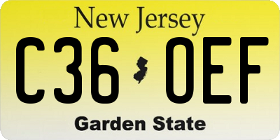NJ license plate C36OEF