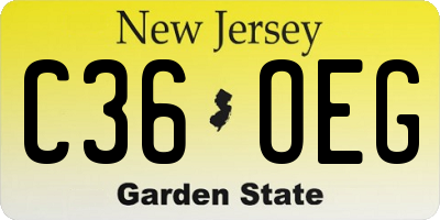 NJ license plate C36OEG