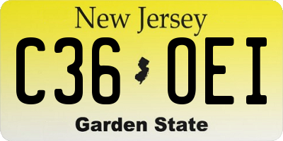 NJ license plate C36OEI