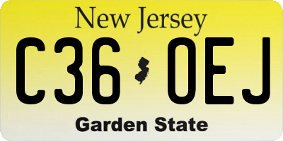 NJ license plate C36OEJ