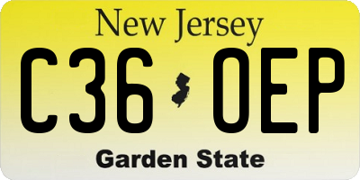 NJ license plate C36OEP