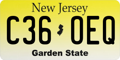 NJ license plate C36OEQ
