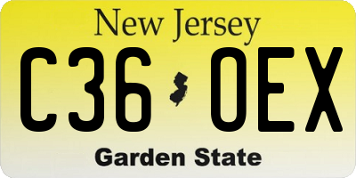 NJ license plate C36OEX