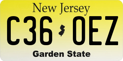 NJ license plate C36OEZ