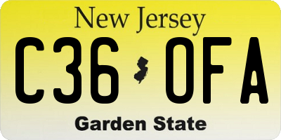 NJ license plate C36OFA