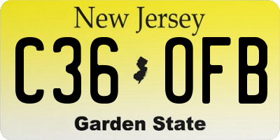NJ license plate C36OFB