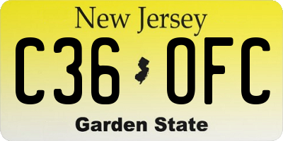 NJ license plate C36OFC