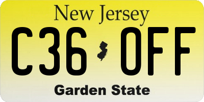 NJ license plate C36OFF