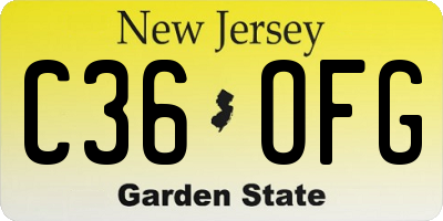 NJ license plate C36OFG