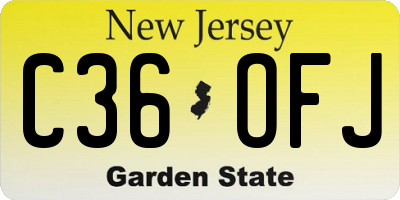 NJ license plate C36OFJ