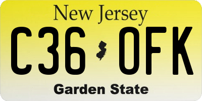 NJ license plate C36OFK