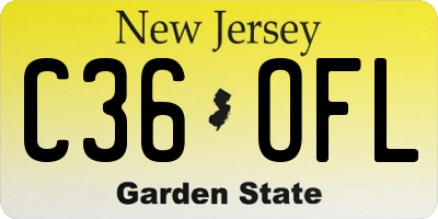 NJ license plate C36OFL