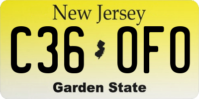 NJ license plate C36OFO