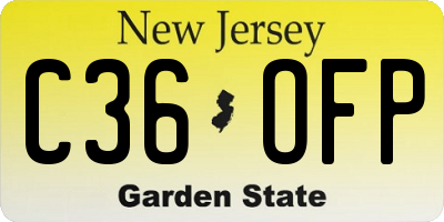NJ license plate C36OFP