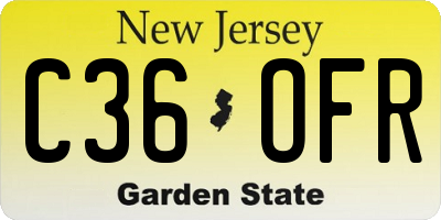NJ license plate C36OFR