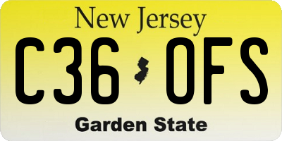 NJ license plate C36OFS