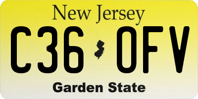 NJ license plate C36OFV