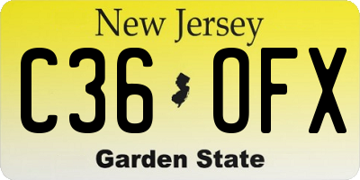 NJ license plate C36OFX