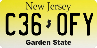 NJ license plate C36OFY