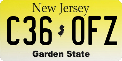 NJ license plate C36OFZ
