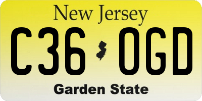 NJ license plate C36OGD