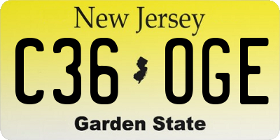 NJ license plate C36OGE