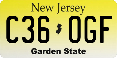 NJ license plate C36OGF
