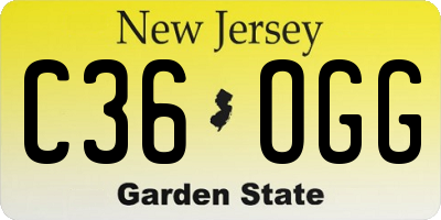 NJ license plate C36OGG