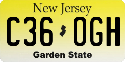 NJ license plate C36OGH