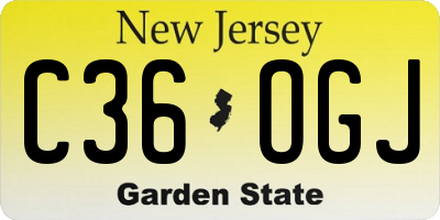 NJ license plate C36OGJ
