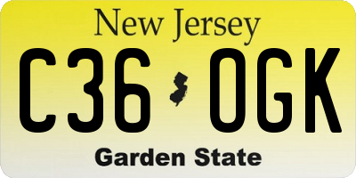 NJ license plate C36OGK