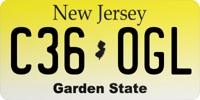 NJ license plate C36OGL