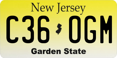 NJ license plate C36OGM