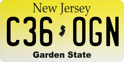 NJ license plate C36OGN