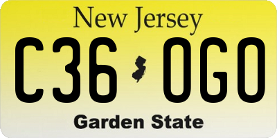 NJ license plate C36OGO
