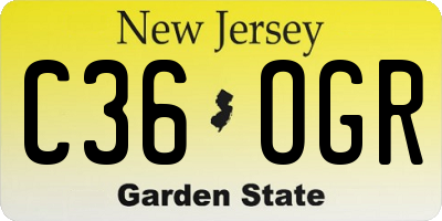 NJ license plate C36OGR