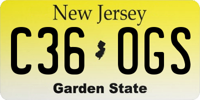 NJ license plate C36OGS