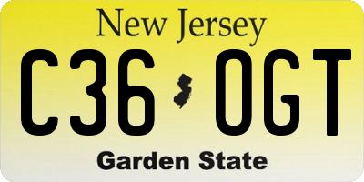 NJ license plate C36OGT