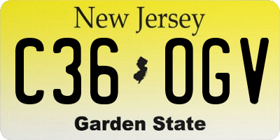 NJ license plate C36OGV