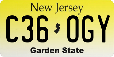 NJ license plate C36OGY