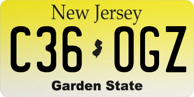 NJ license plate C36OGZ