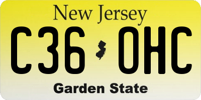 NJ license plate C36OHC