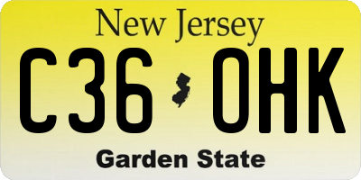 NJ license plate C36OHK