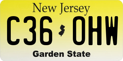 NJ license plate C36OHW