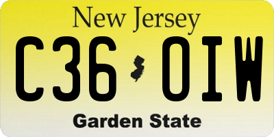 NJ license plate C36OIW